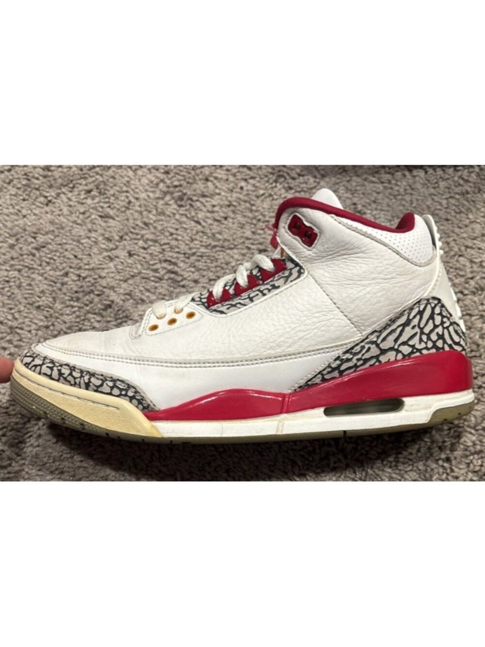 Size 9.5-Jordan Air Jordan 3 Cardinal Red 2022 Mid Sneakers White Red CT8532-126